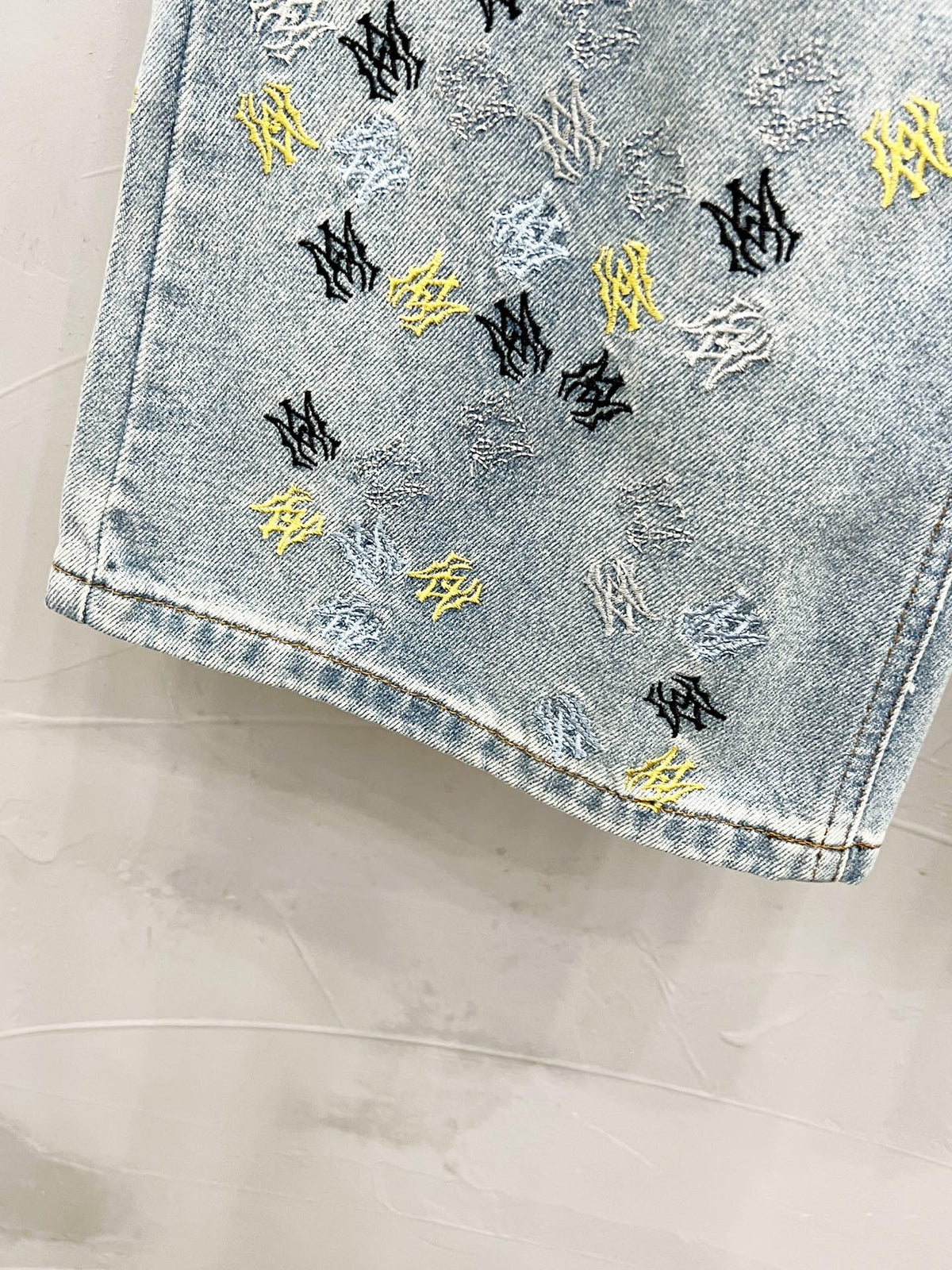 AMIRI Blue MA Quad Embroidered Flare Jeans