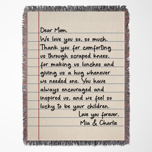 Letter To Mom Gift From Children Personalized Tapestry Woven Blanket