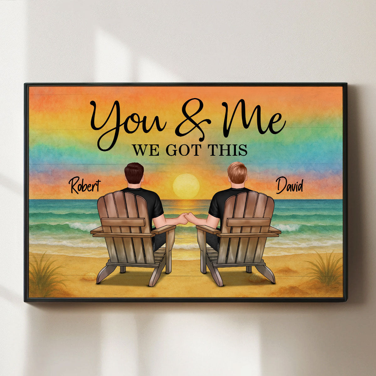 LGBT Couple Beach Landscape Pride Month Personalized Poster