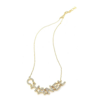 18K  Chanel Crystal 90's Icon Logo Necklace