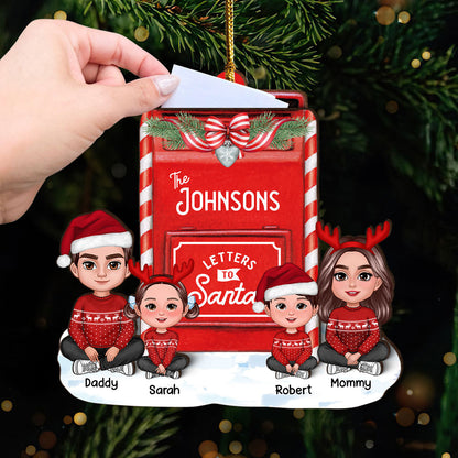 Letter To Santa From Christmas Doll Family Mailbox Shaped Personalized 3-Layer Wooden Ornament