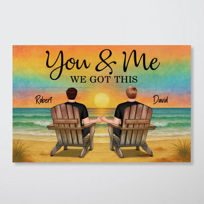 LGBT Couple Beach Landscape Pride Month Personalized Poster