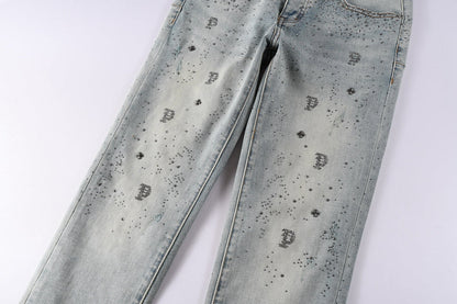 Purple Brand Crystal Diamond Jeans #9127