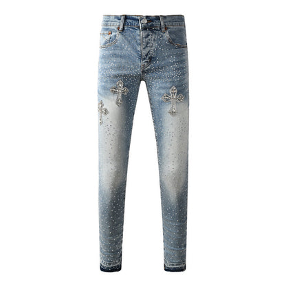 Purple Brand Crystal Diamond Jeans #9132