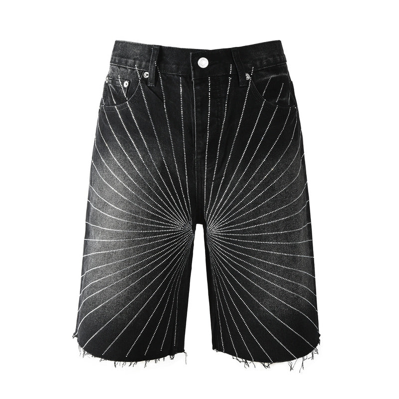 Purple Brand Crystal Diamond Denim Shorts #5104