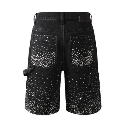 Purple Brand Crystal Diamond Denim Shorts #5099