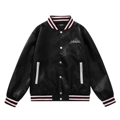 AMlRl Club Leather Varsity Jacket