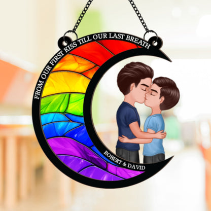LGBT Couple From Our First Kiss Till Our Last Breath Personalized 2-Layer Suncatcher, Pride Month Gift For Him, For Her