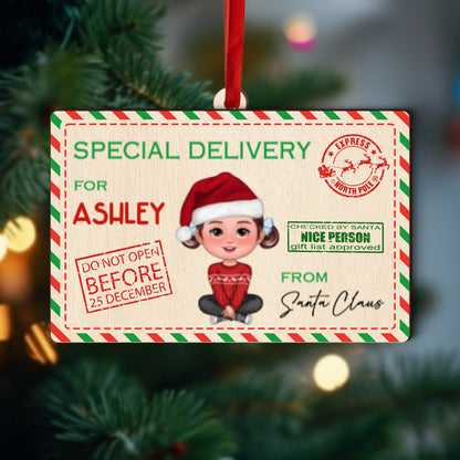Letter From Santa Special Delivery For Cute Doll Kid Personalized Money Holder Ornament, Christmas Gift For Daughter Son Granddaughter Grandson
