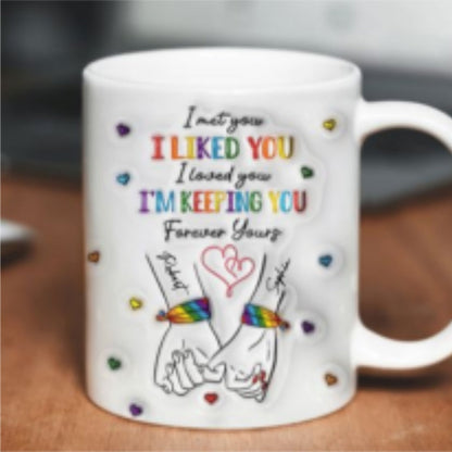 LGBT Couple Hands Pinky Promise Personalized 3D Inflated Effect Printed Mug