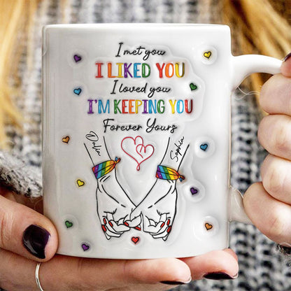 LGBT Couple Hands Pinky Promise Personalized 3D Inflated Effect Printed Mug