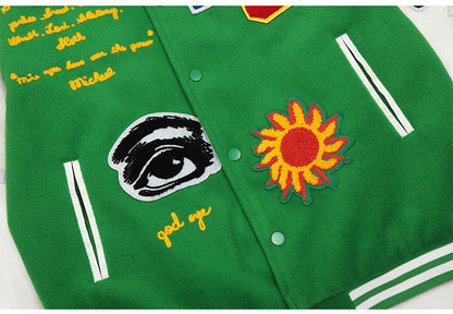 SAINT MICHAEL Loose baseball jacket with embroidered badge