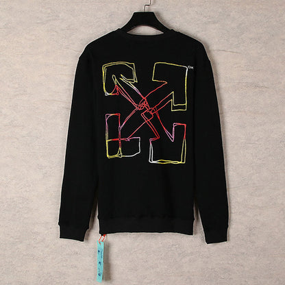 OFF WHITE Cartoon line character round neck pullover sweatshirts