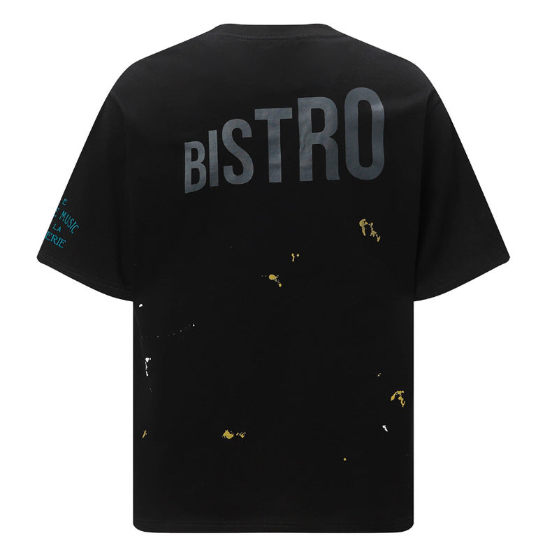 GALLERY DEPT. Men's Natural Paint-Splattered Distressed Printed Cotton-Jersey T-