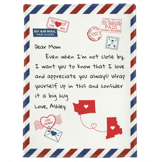 Letter To My Mom Long Distance Personalized Fleece Blanket, Heartfelt Gift, Birthday Gift For Mom