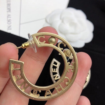 18K  Chanel Circle Pearl Earrings