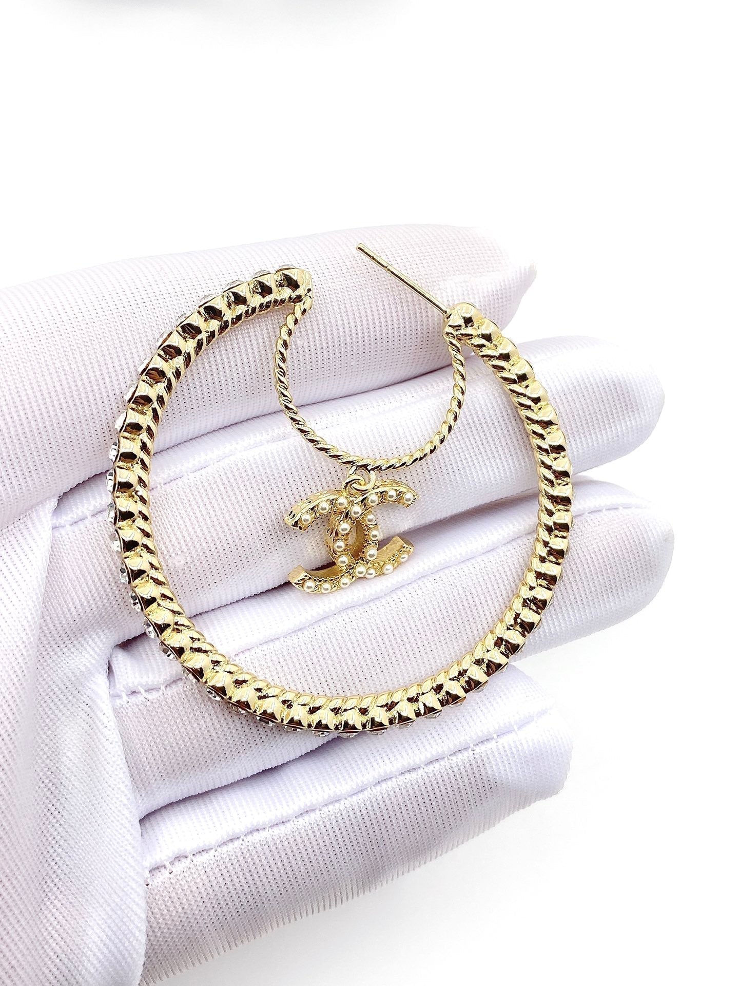 18K  Chanel Circle Earrings
