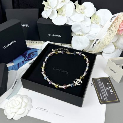 18K  Chanel 26C Color Crystal Necklace