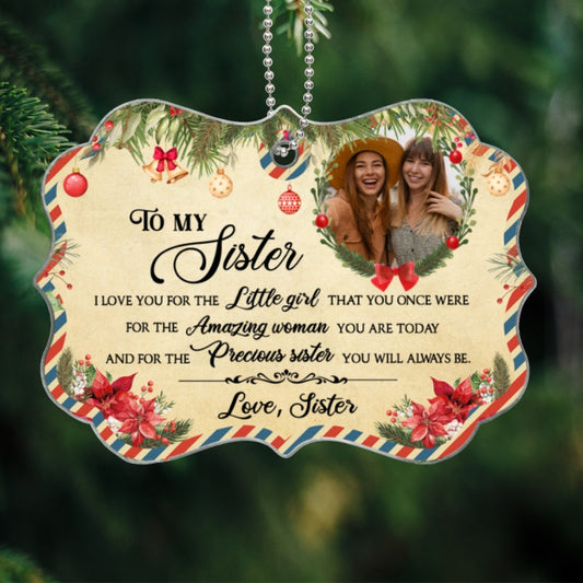 Letter To My Sister Personalized Christmas Ornament, Christmas Gift for Sisters