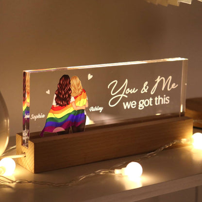 LGBT Couple Pride Month Gift Personalized Acrylic Block LED Night Light