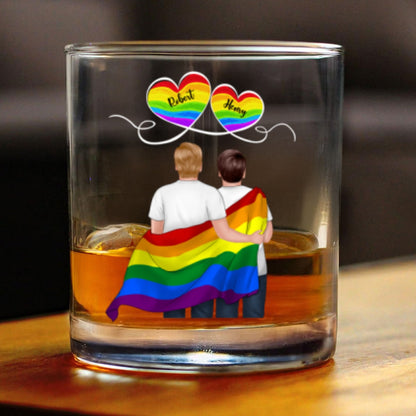 LGBT Couple Pride Month Personalized Whiskey Glass