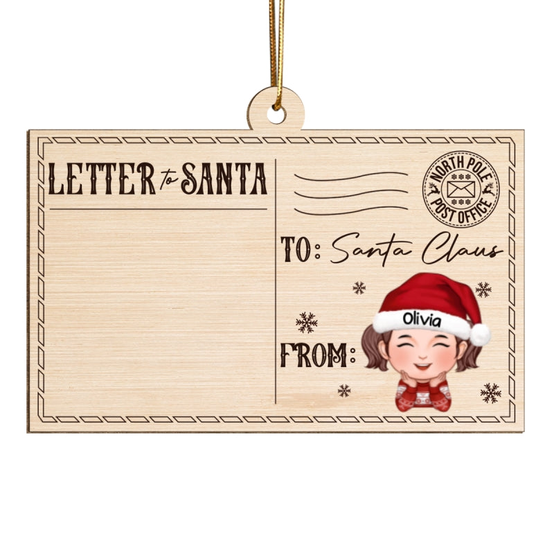 Letter To Santa From Kid Christmas Personalized Wooden Ornament, Child's Handwriting