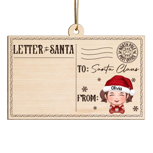 Letter To Santa From Kid Christmas Personalized Wooden Ornament, Child's Handwriting